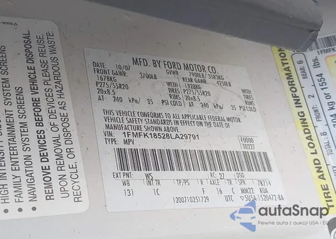 2008 Ford Expedition El Eddie Bauer from USA, damaged, VIN 1FMFK18528LA29791